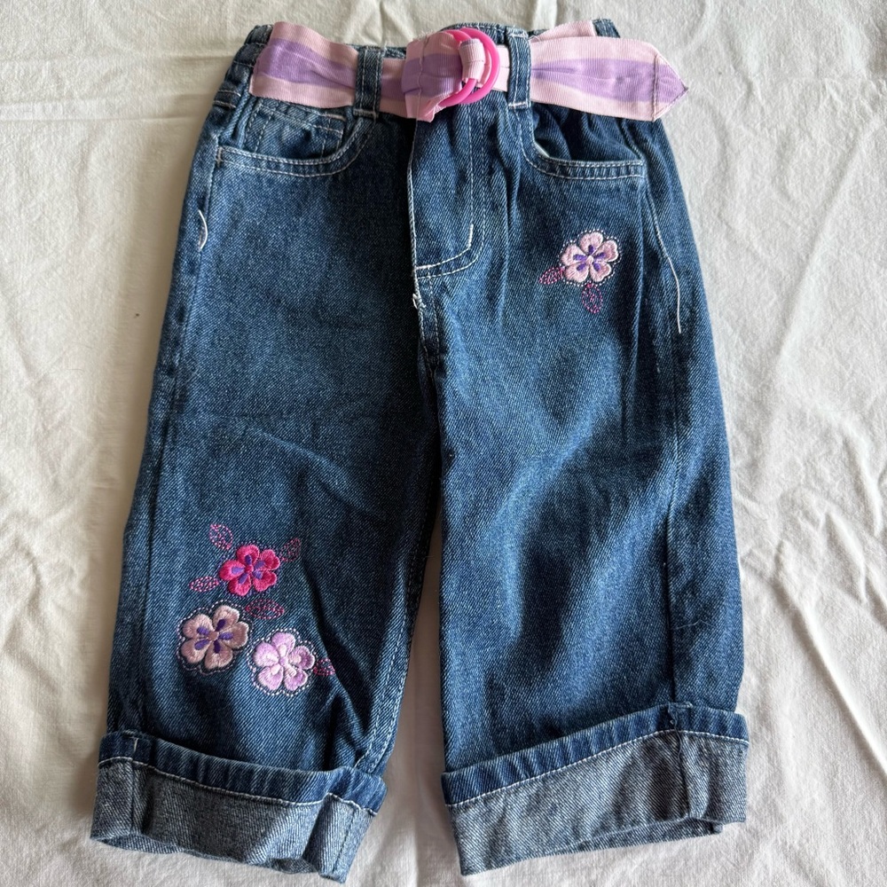 Little Lass Pink & Purple 3 Pc Kids Matching Jeans Set Cami Cardigan Size 24 Mo - Picture 9 of 16